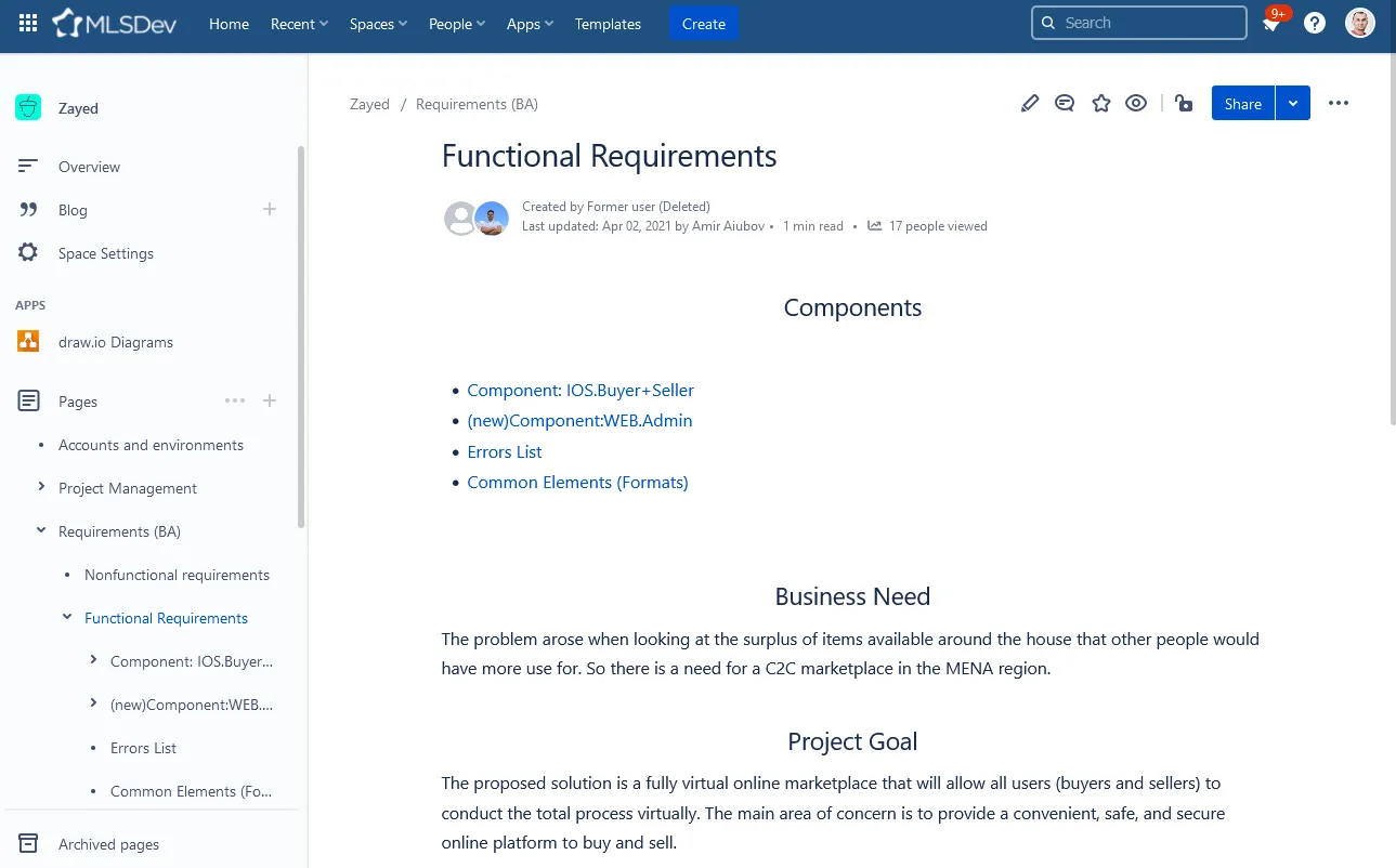 Screenshot of Functional Specification